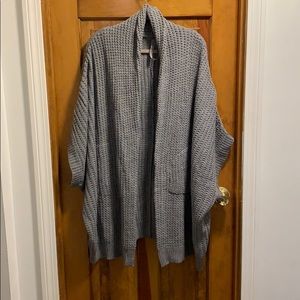 Grey knit dolman sleeve cardigan